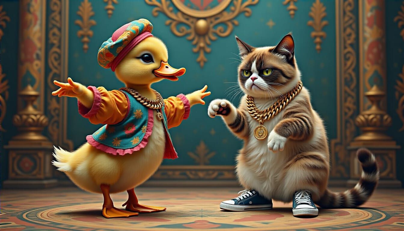 Duckling Teaches Cat to Breakdance, Renaissance Style