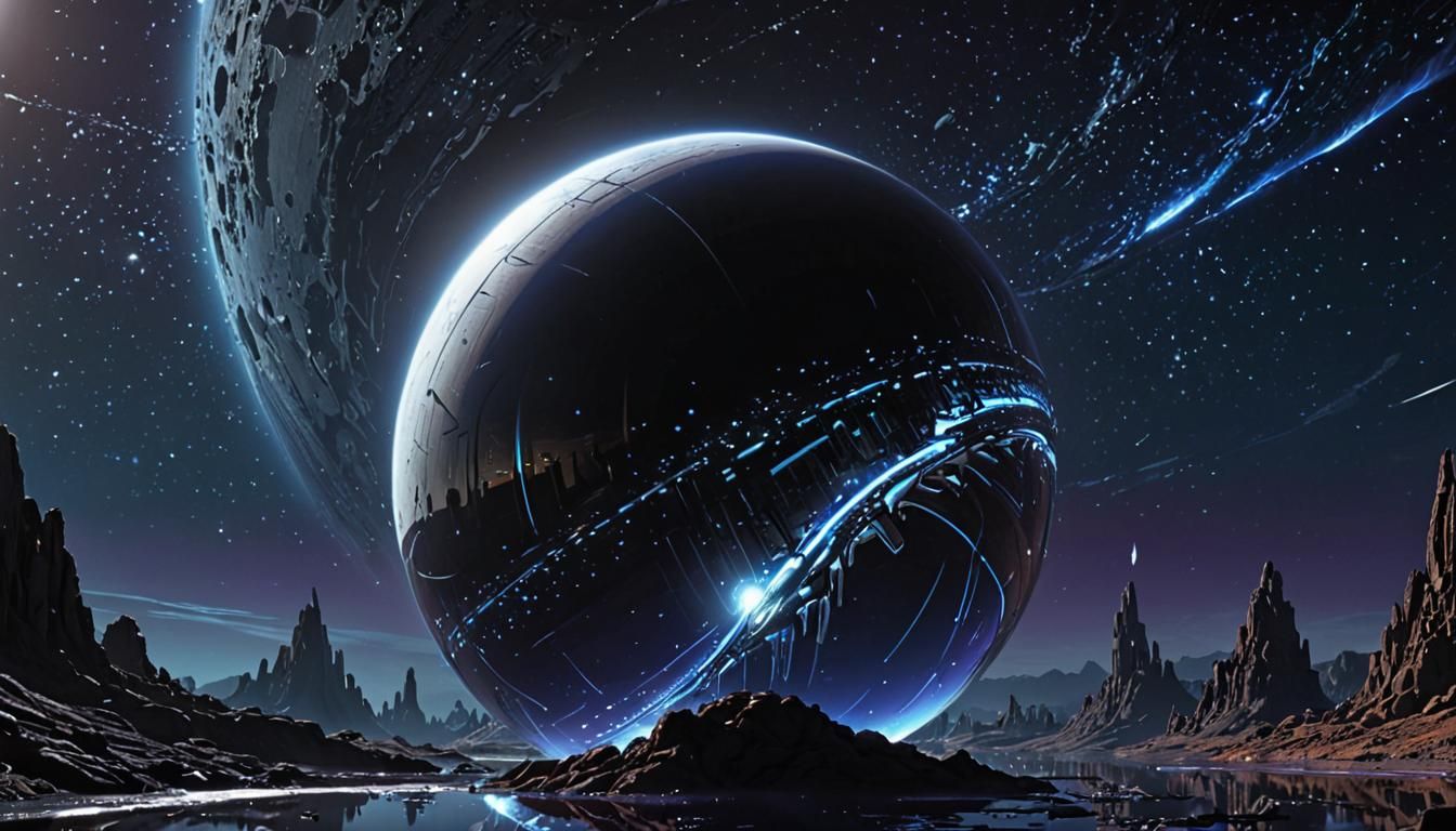 Glowing Orb Soars Through Celestial Canvas in Sci-Fi Vibe