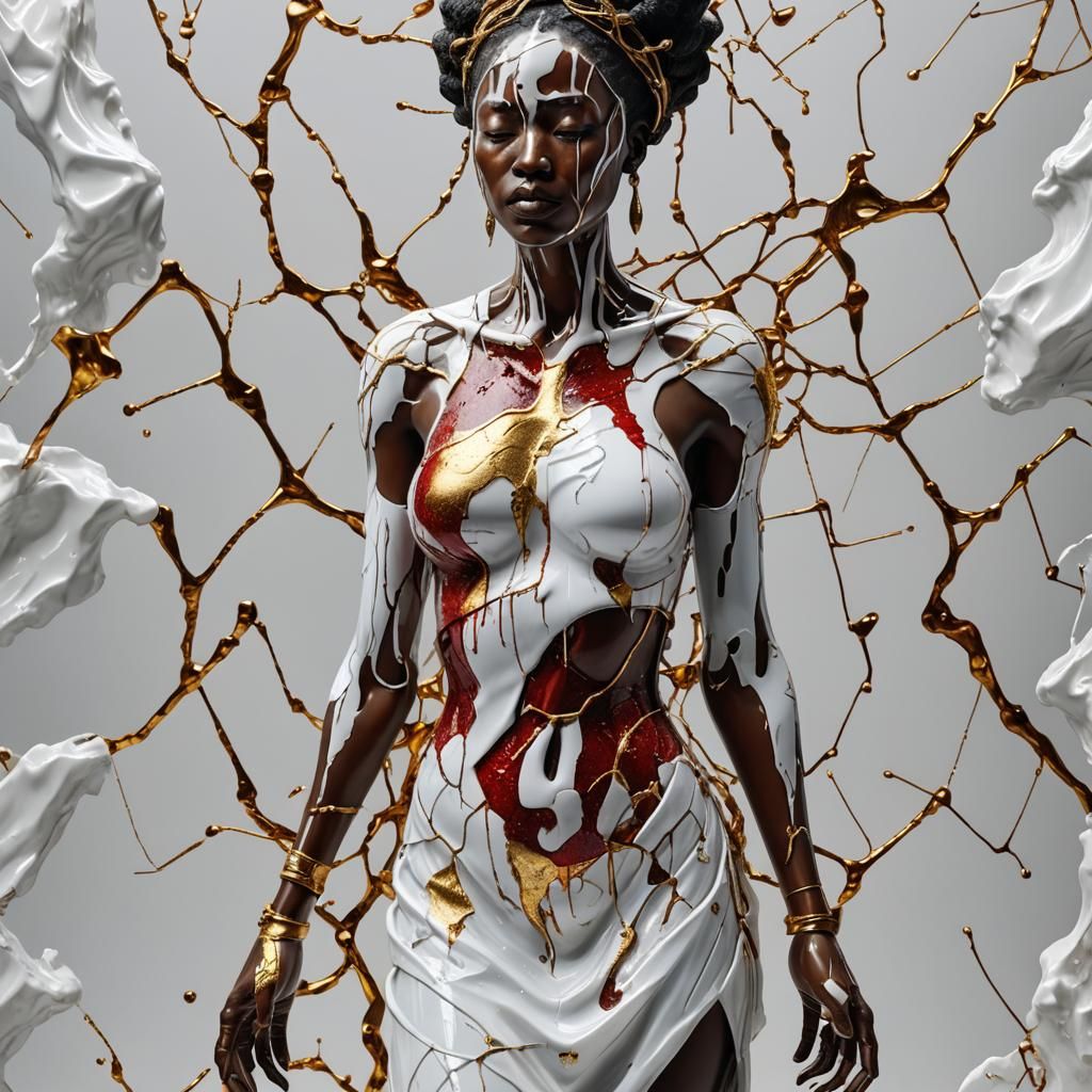 Kintsugi Goddess in Milk: Shattered Beauty