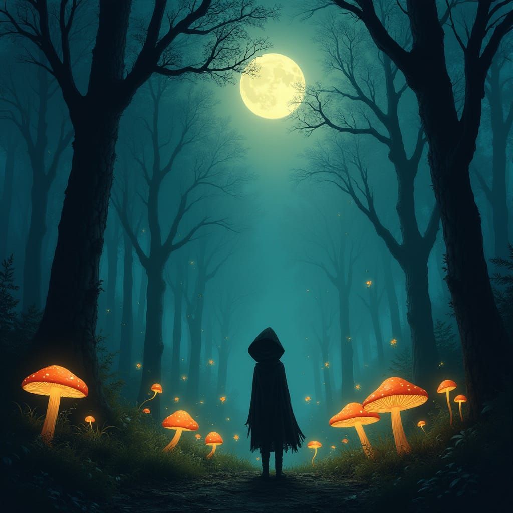 Whimsical Moonlit Forest in Dreamlike Aesthetic