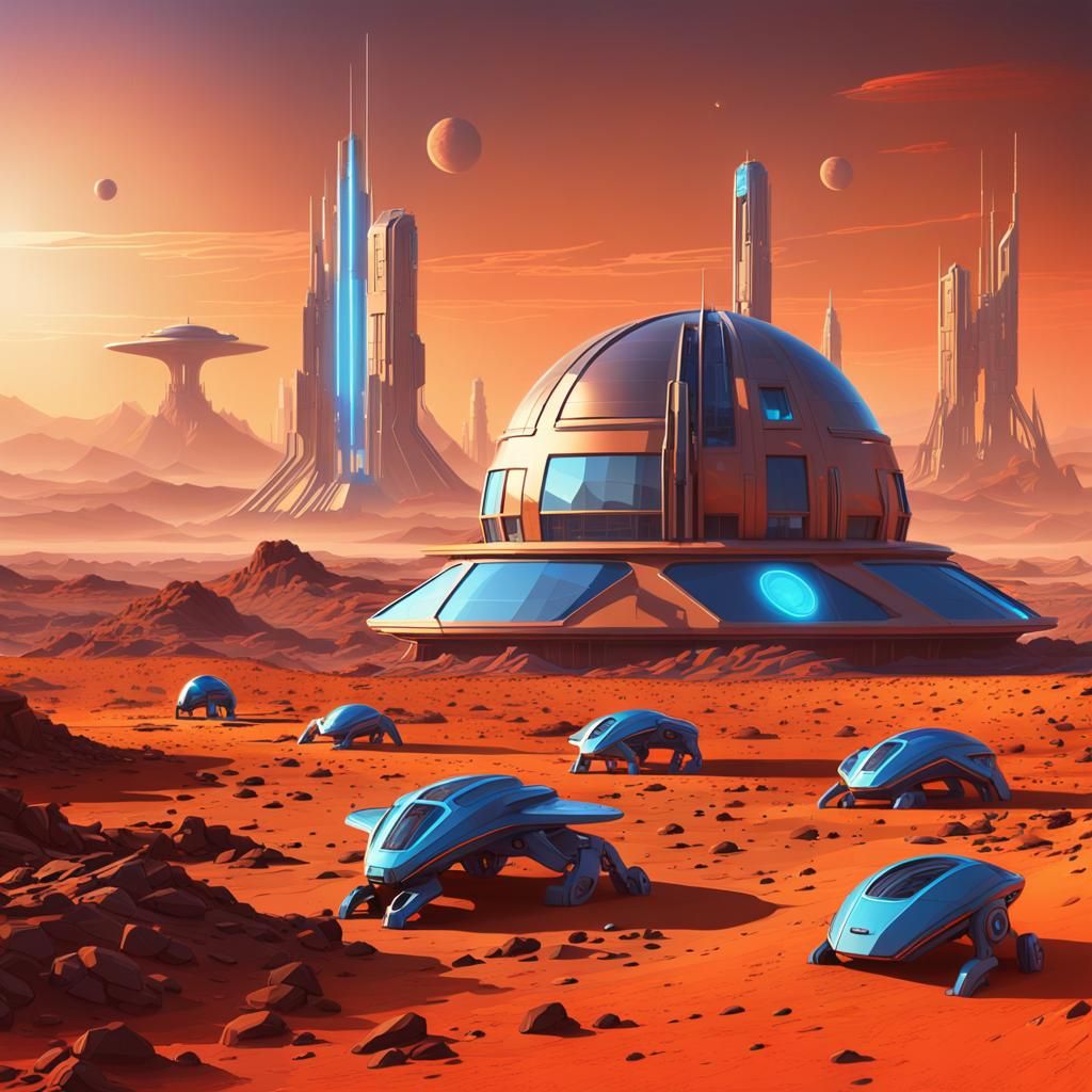 Futuristic Martian Colony: Sci-Fi Concept Art