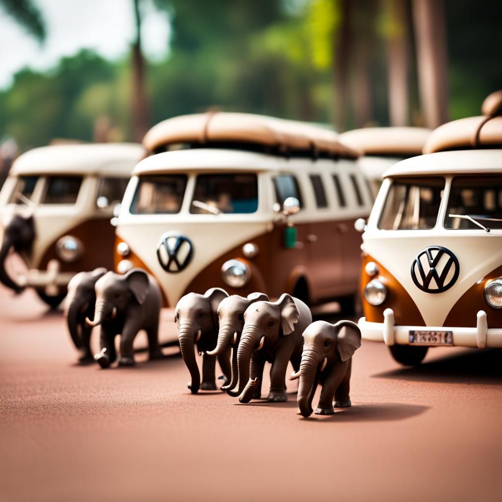 VW Buses Race with Elephants in Ancient World