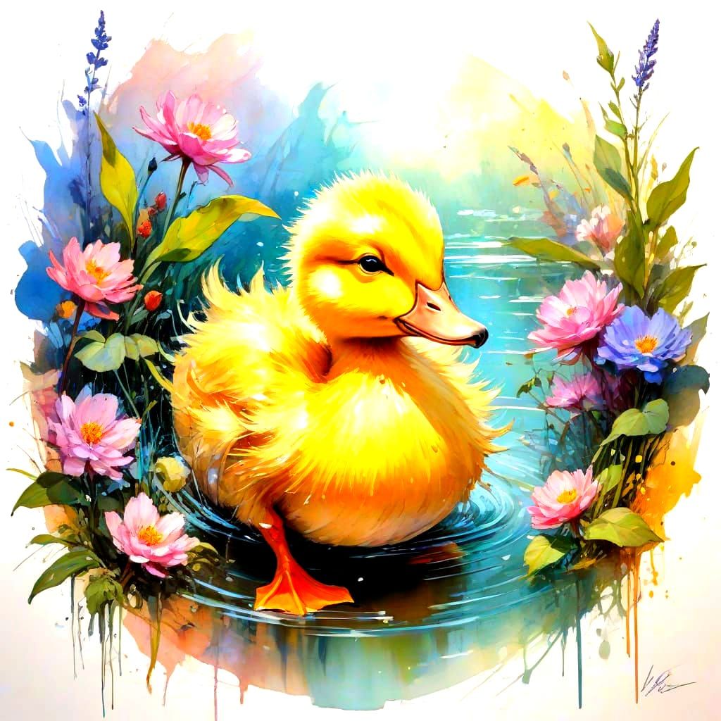 Whimsical Watercolour Landscape with Delicate Washes and Loo...