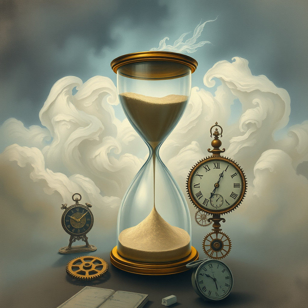 Surreal Hourglass of Time: A Dreamlike Scene