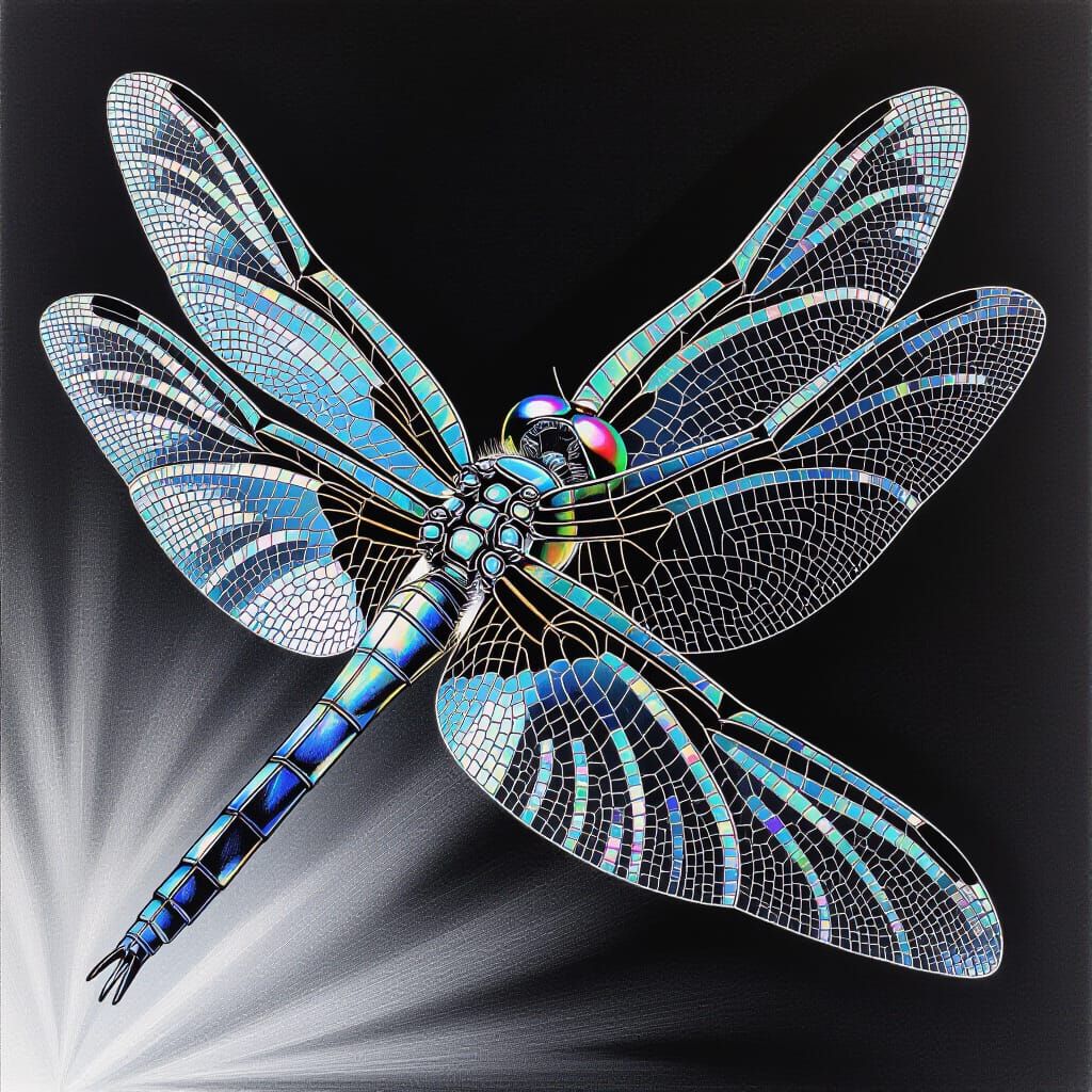 Dragonfly in Flight: Detailed Pencil Sketch