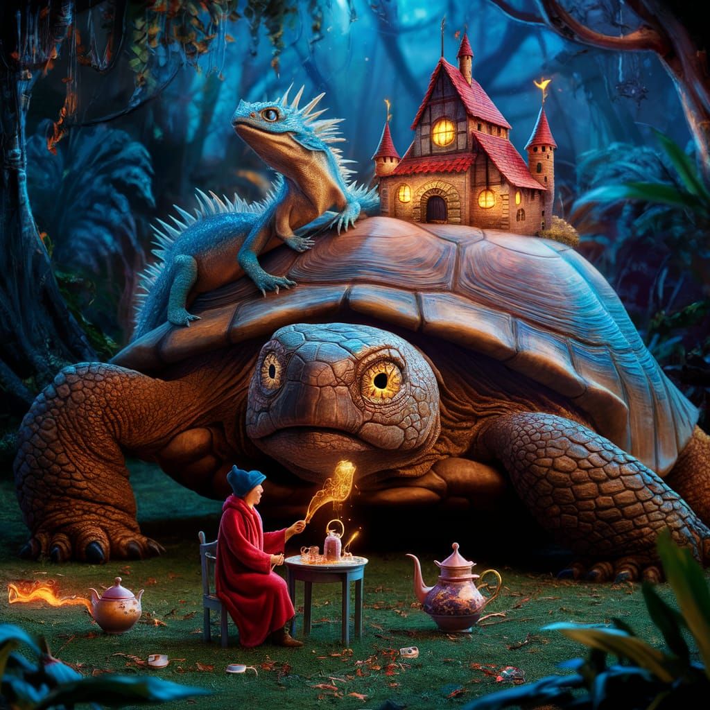 Enchanted Forest: Castle on Giant Tortoise Back