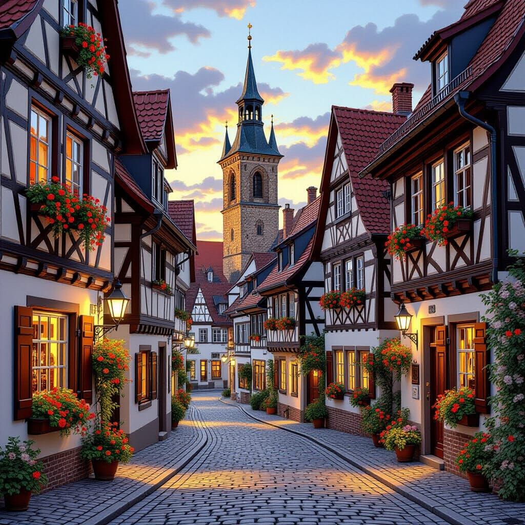 Photorealistic Oil Painting of Historic Berlin Town