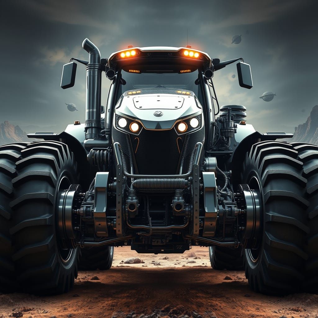 Epic Sci-Fi Tractor in Futuristic Landscape