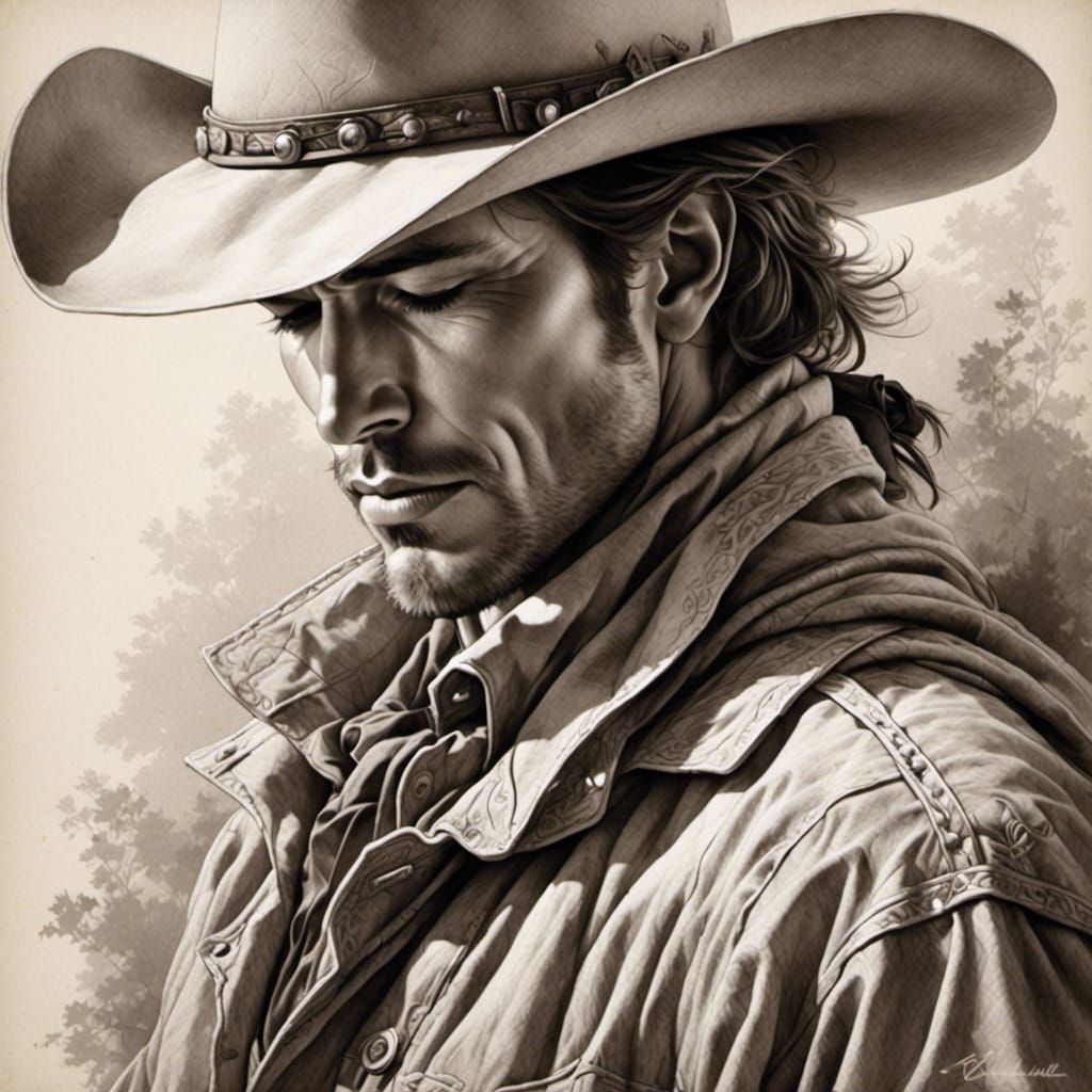 Handsome Cowboy Portrait with Intricate Details