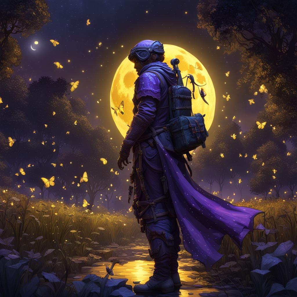 Fireflies Glow Under the Moon in Dark Fantasy Style