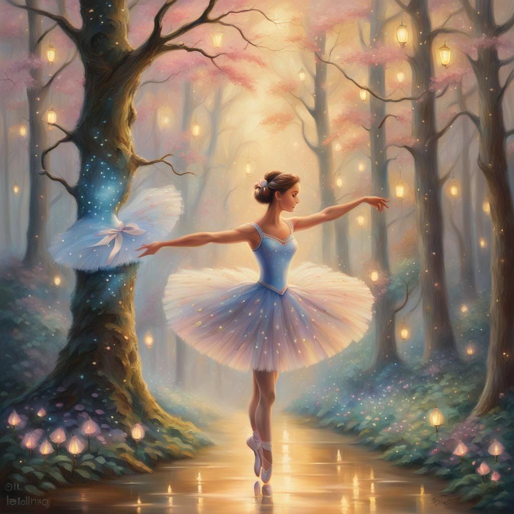Whimsical Ballerina in Enchanted Forest