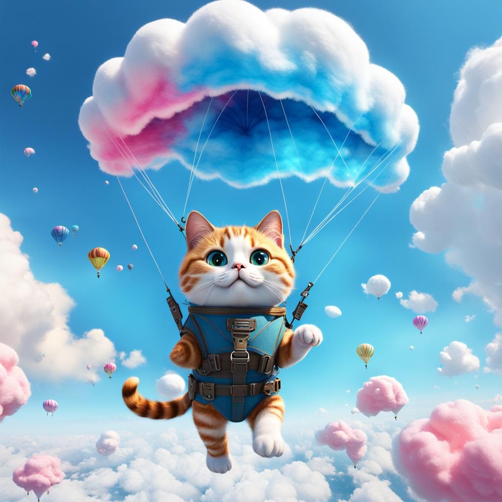 Cat with Cotton Candy Parachute in Unreal Engine