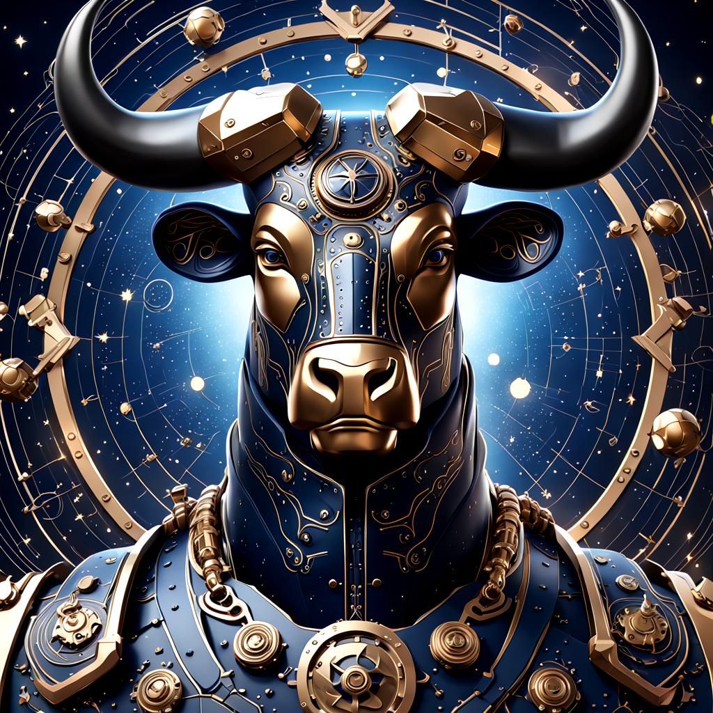 Futuristic Taurus Zodiac in Sci-Fi Style