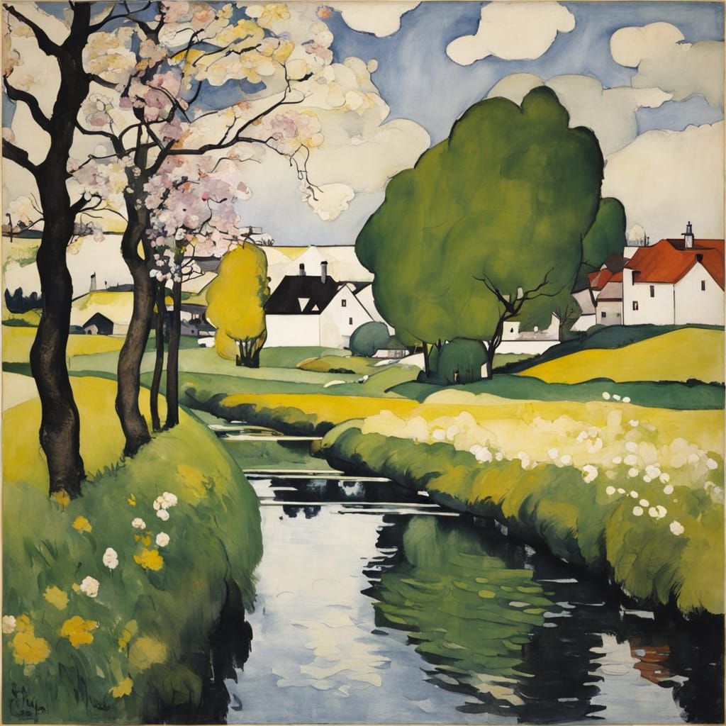 Expressionist Spring Landscape Painting