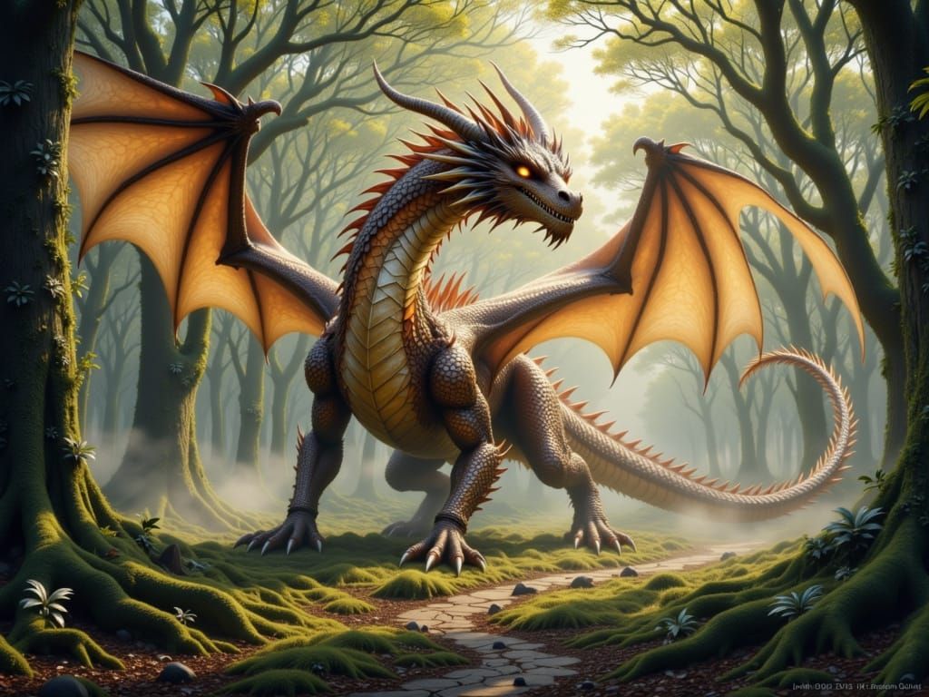 Hyperrealistic Earth Dragon in Ancient Forest