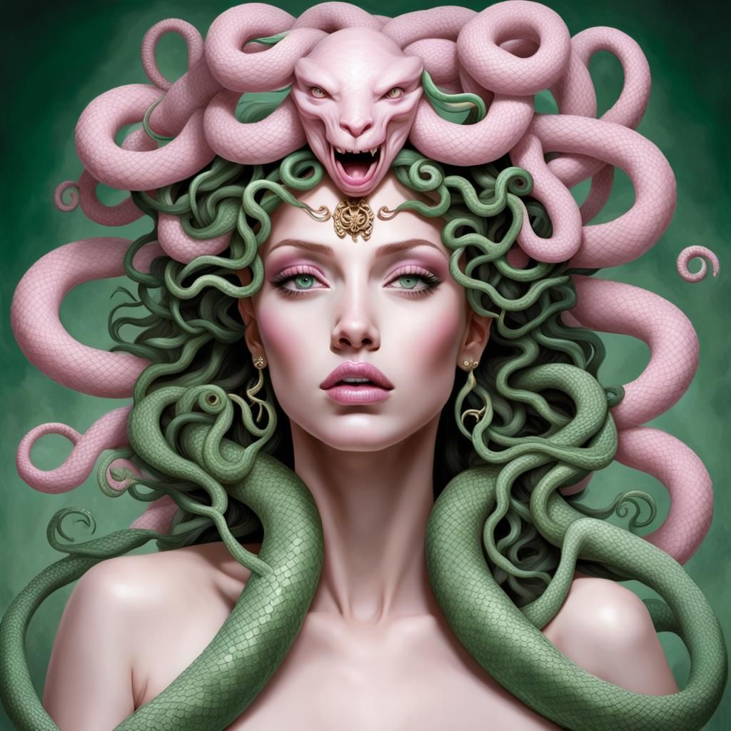 Futuristic Medusa with Snakes for Hair