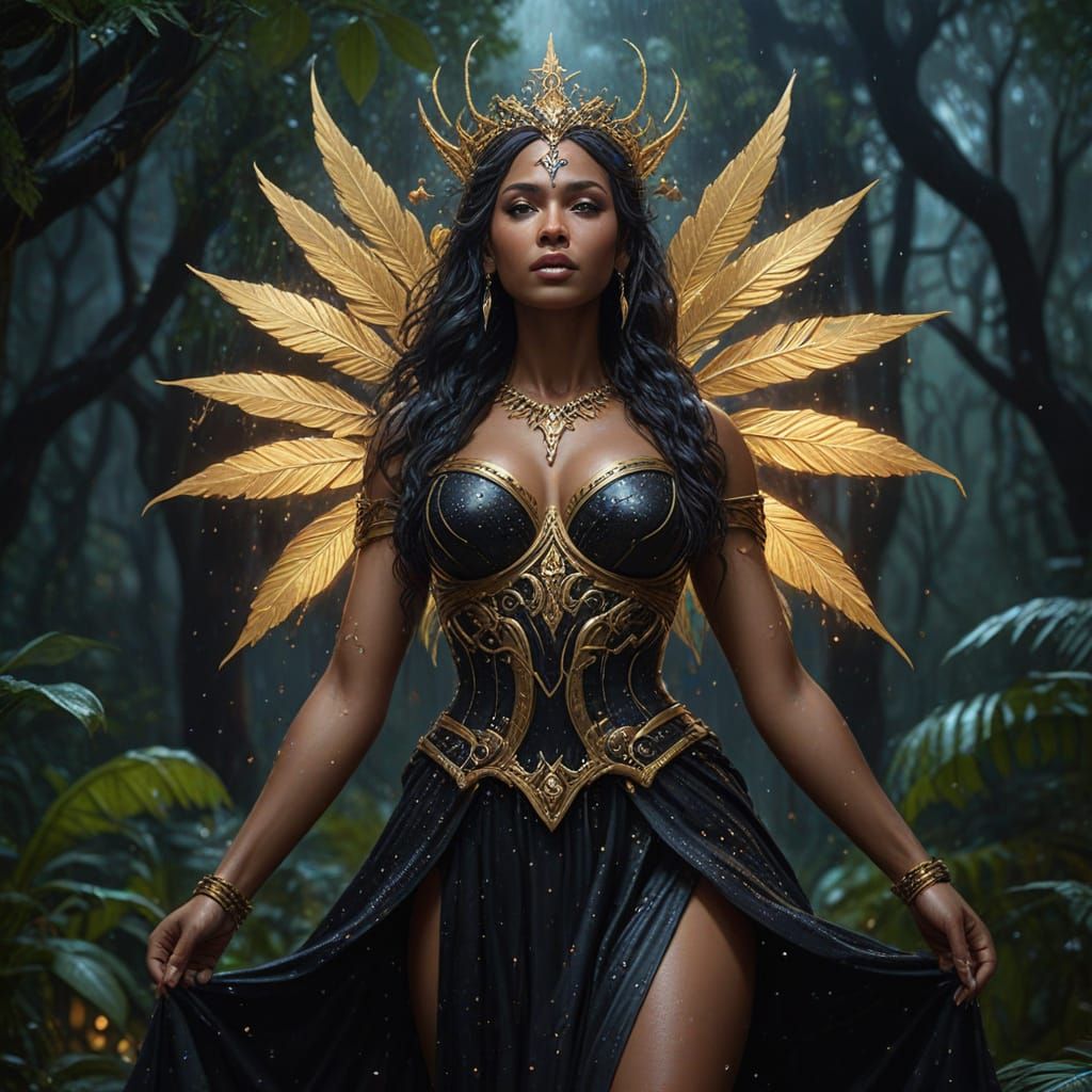 Goddess Nemesis in Rainforest: Hyper-Realistic Fantasy Art