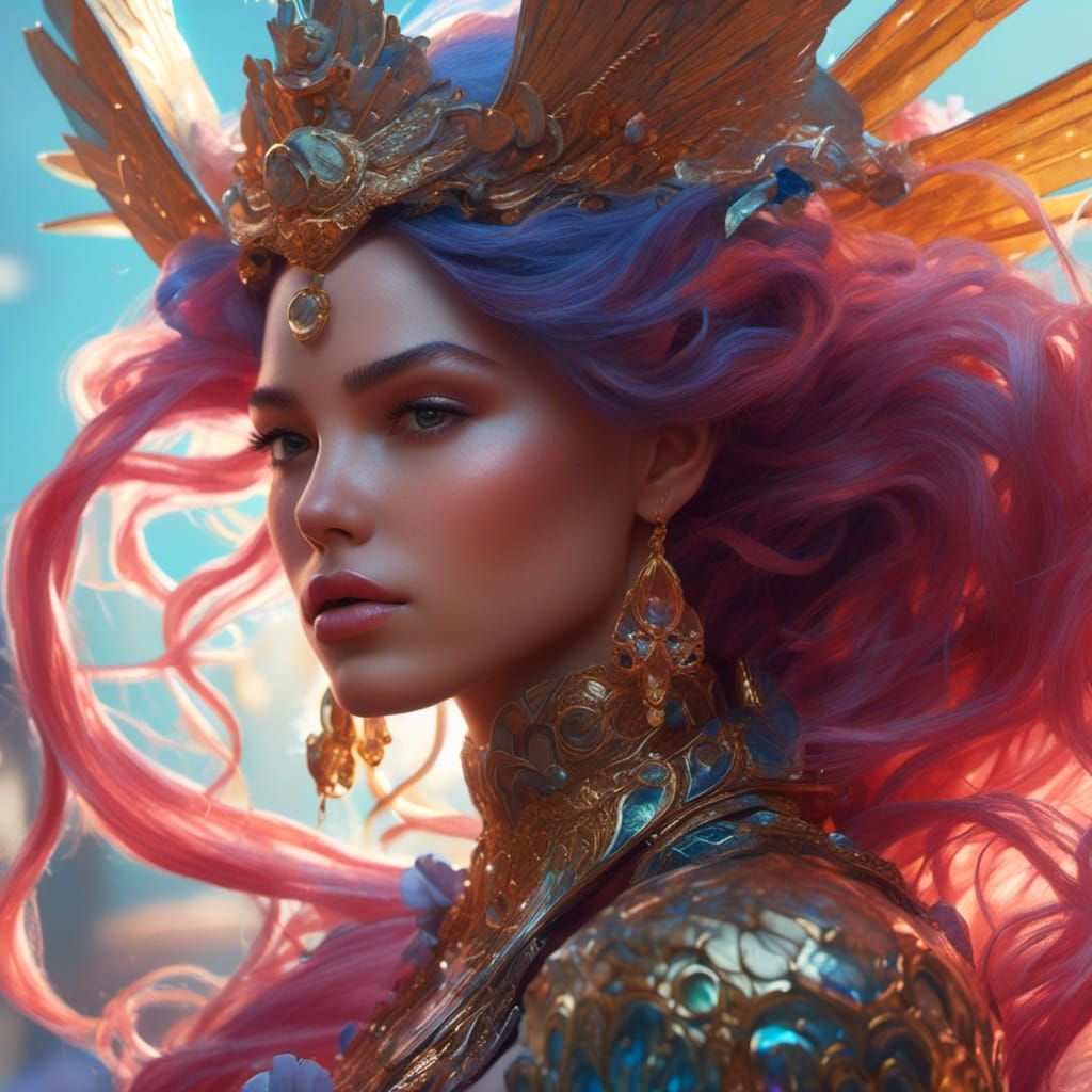Hyperrealistic Mermaid Warrior Portrait in 8K Resolution