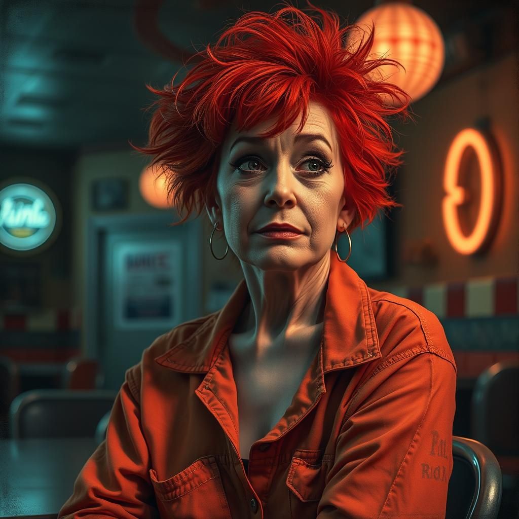 “With her hair dyed bright red, she looks like Ronald McDona...