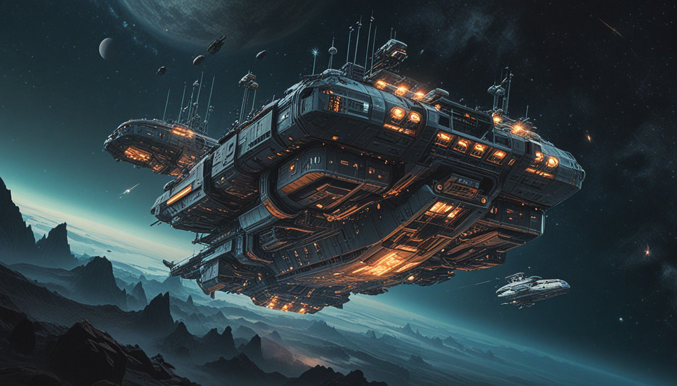Epic Space Colonizer Ship Cruises Through Celestial Expanse