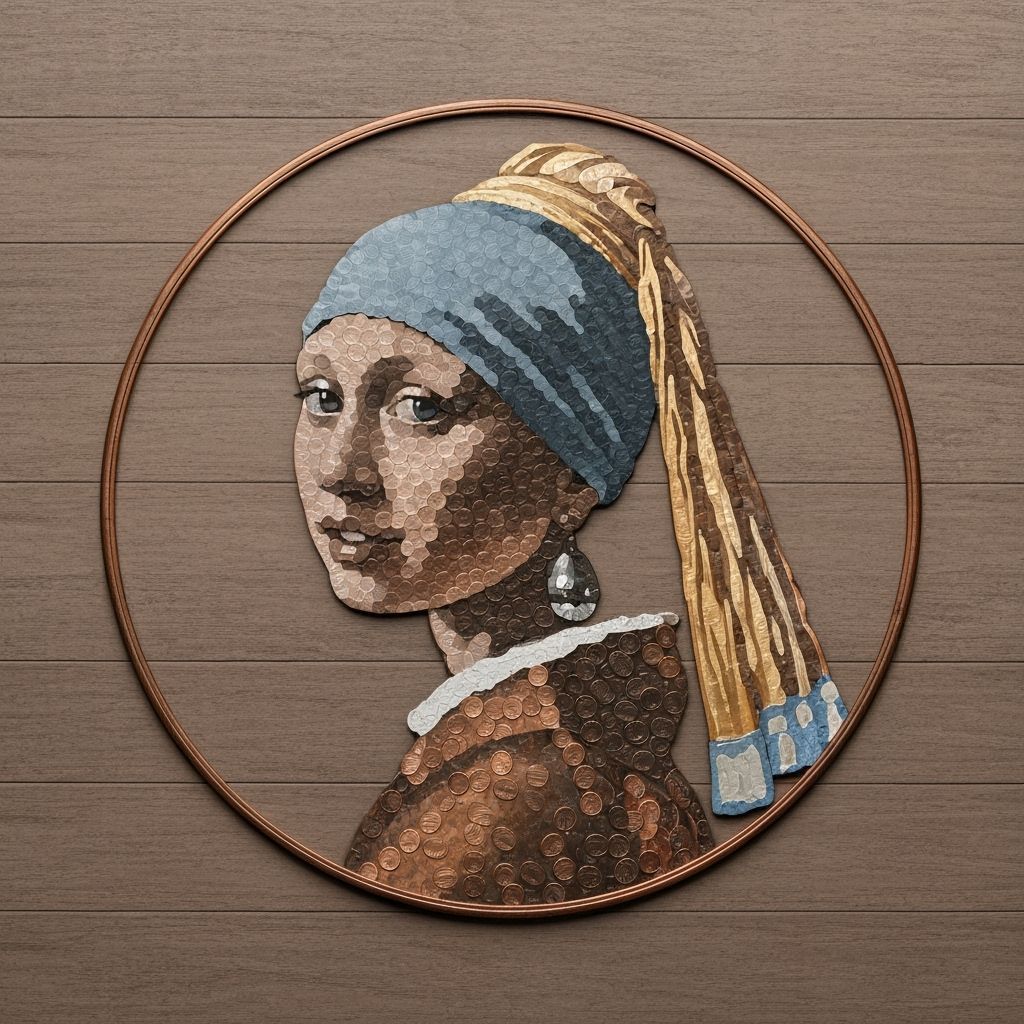 Monochrome Copper Coin Portrait of a Girl