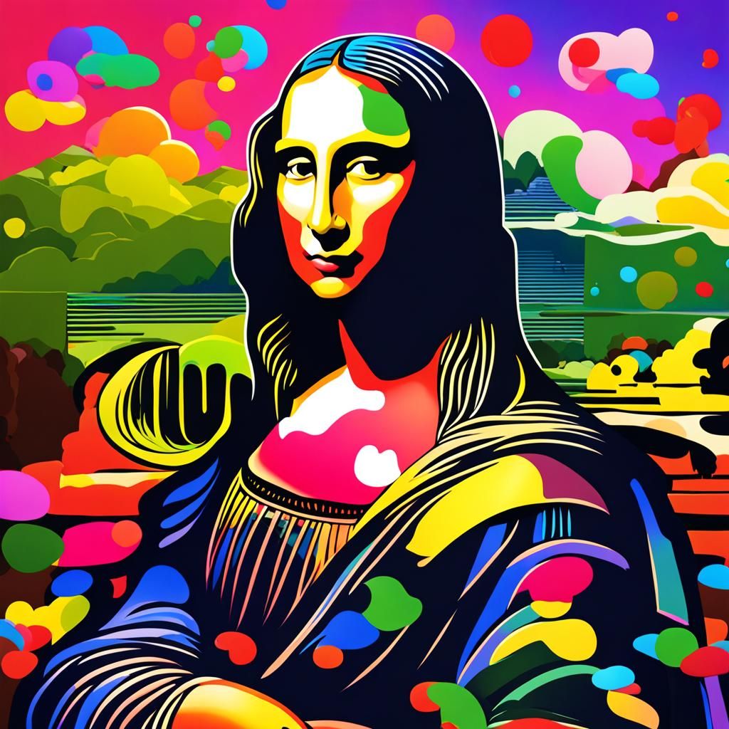 Psychedelic Mona Lisa Art in Pop Art Style