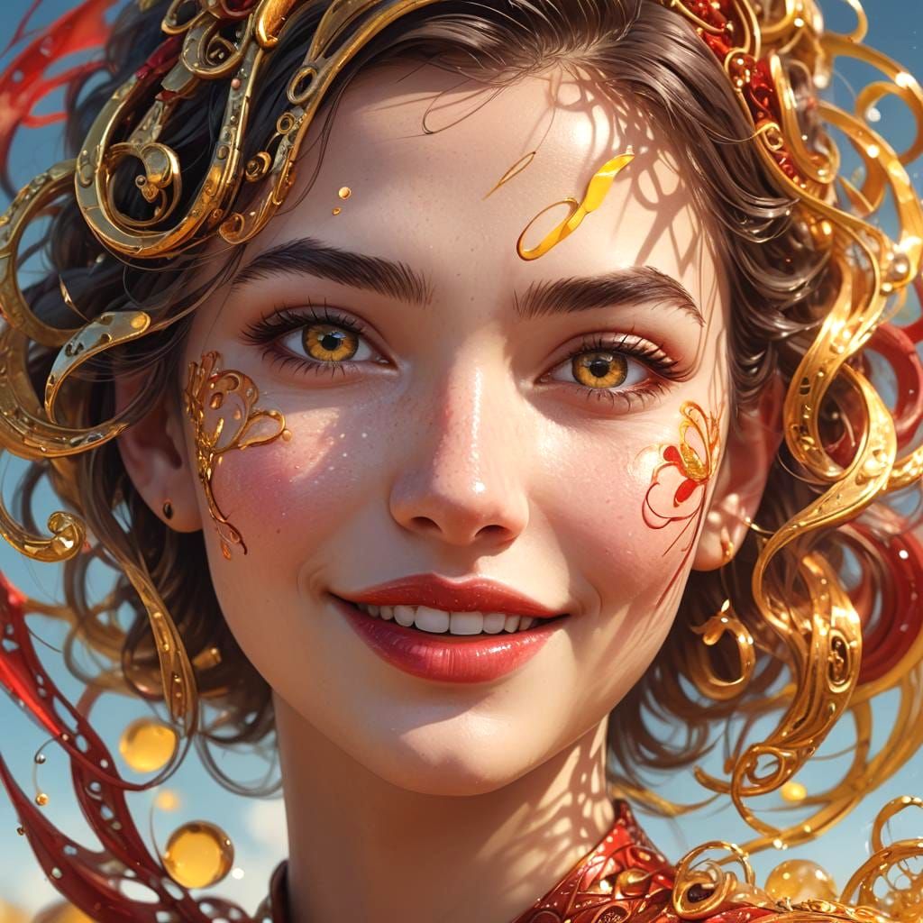 Bubbly Smile Face in Detailed Digital Art