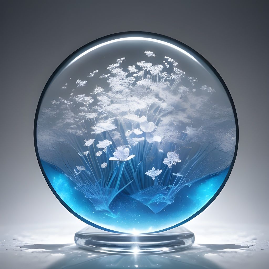 Ice Flowers in Crystal Ball Photography