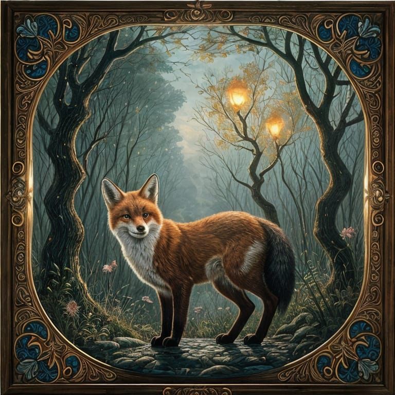 Feisty fox Ferdinand Knab folk art faience filmic flickering...