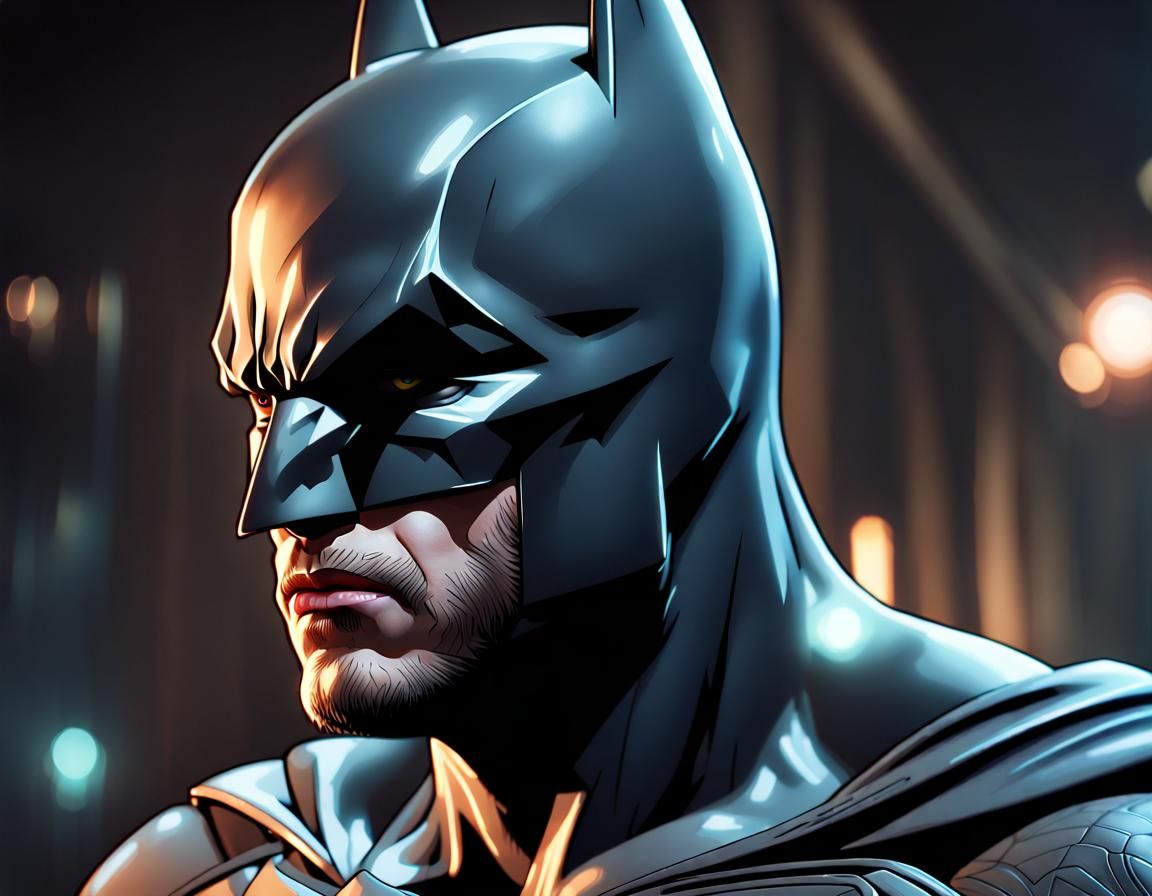 Batman Portrait with Injuries in Detailed Concept Art