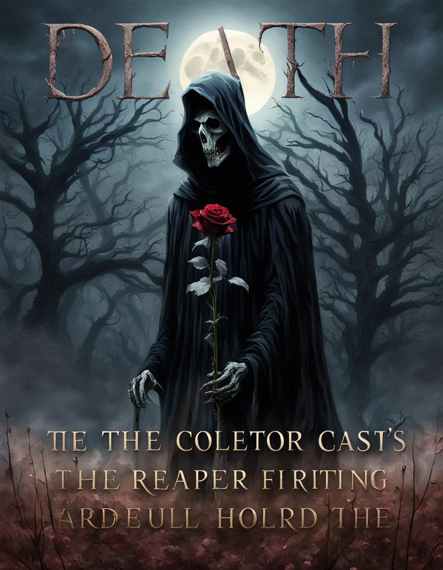 Grim Reaper with Withered Rose in Dark Fantasy Art