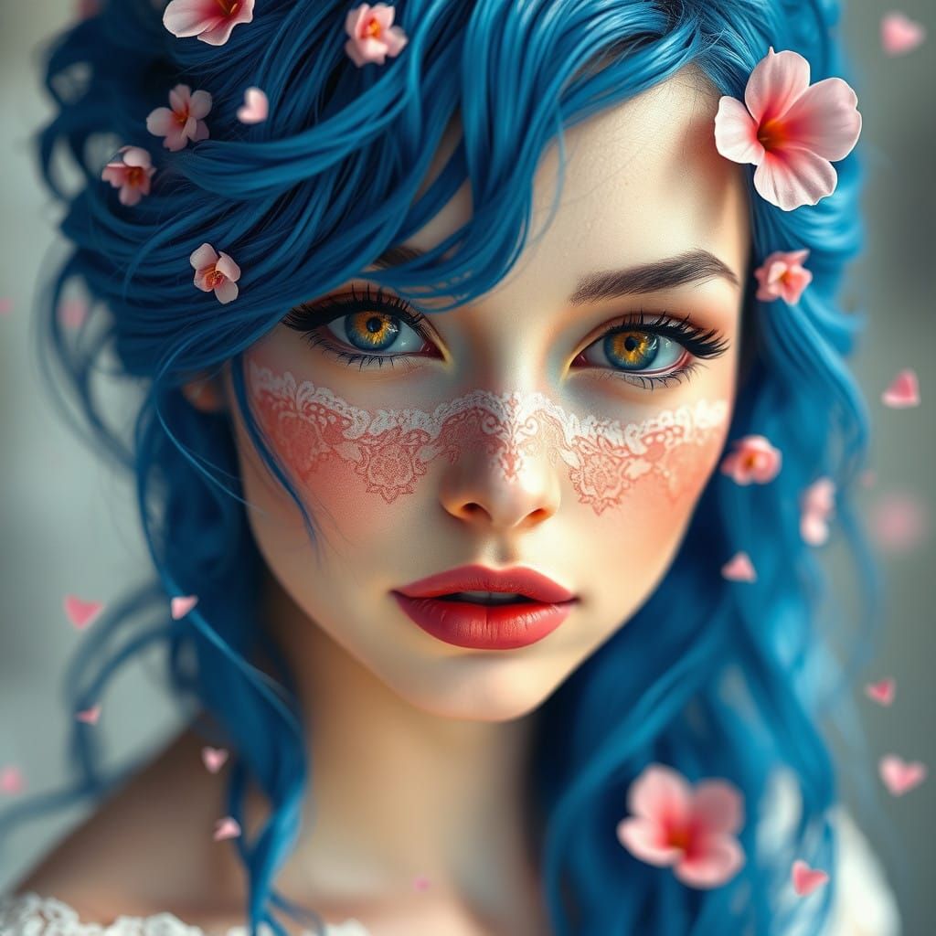 Enchanting Ethereal Beauty in Vibrant Blue and Rose