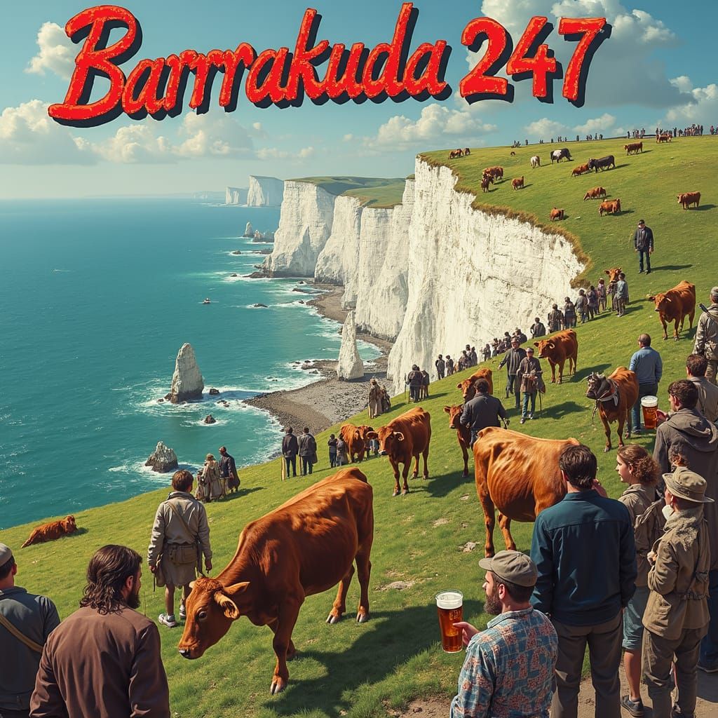 Metalcore Logo with Cows on Dover Cliffs