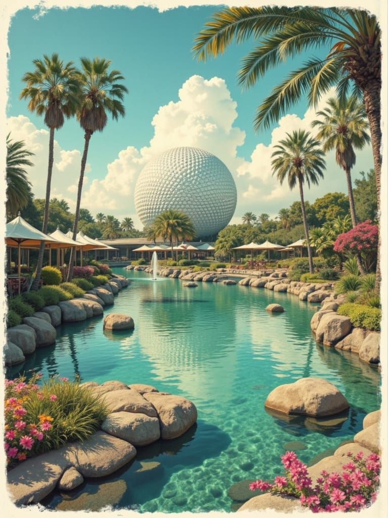 Vintage Epcot Center Postcard with Japanese Flair