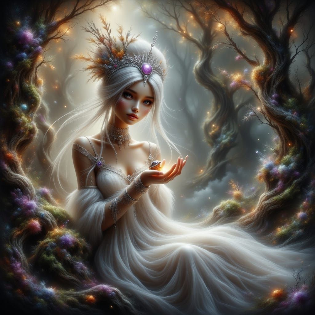 Ethereal Princess in Whimsical Woodscape
