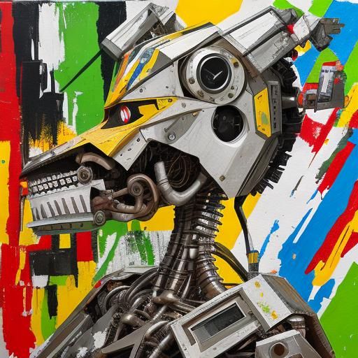 Mixed Media Scrap Robot Portrait