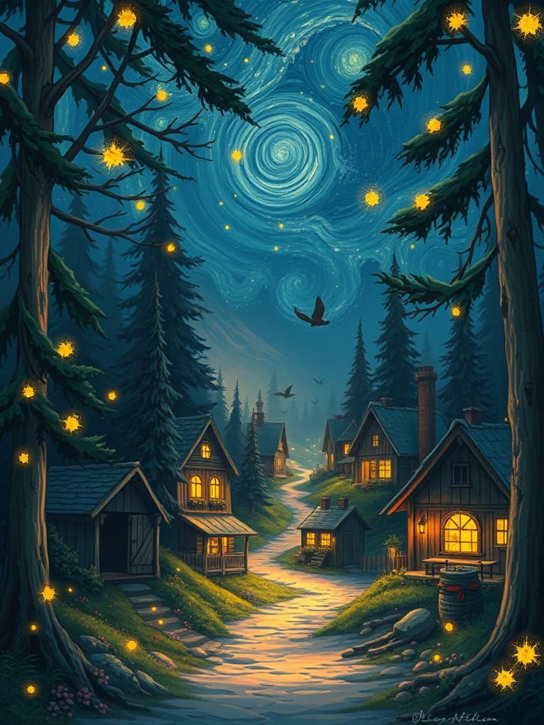 Mystical Forest in Vibrant Anime Style