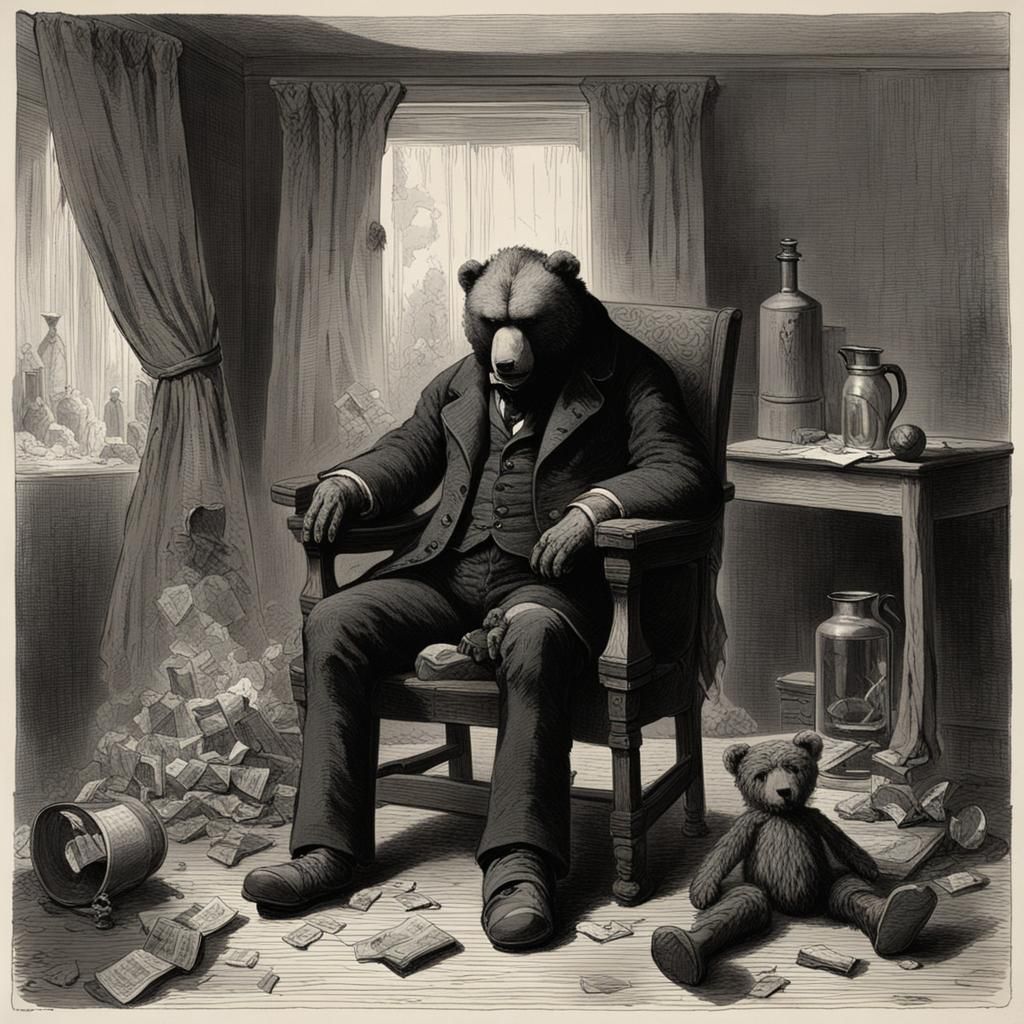 Haunting Scene of Domestic Ruin in Doré Style