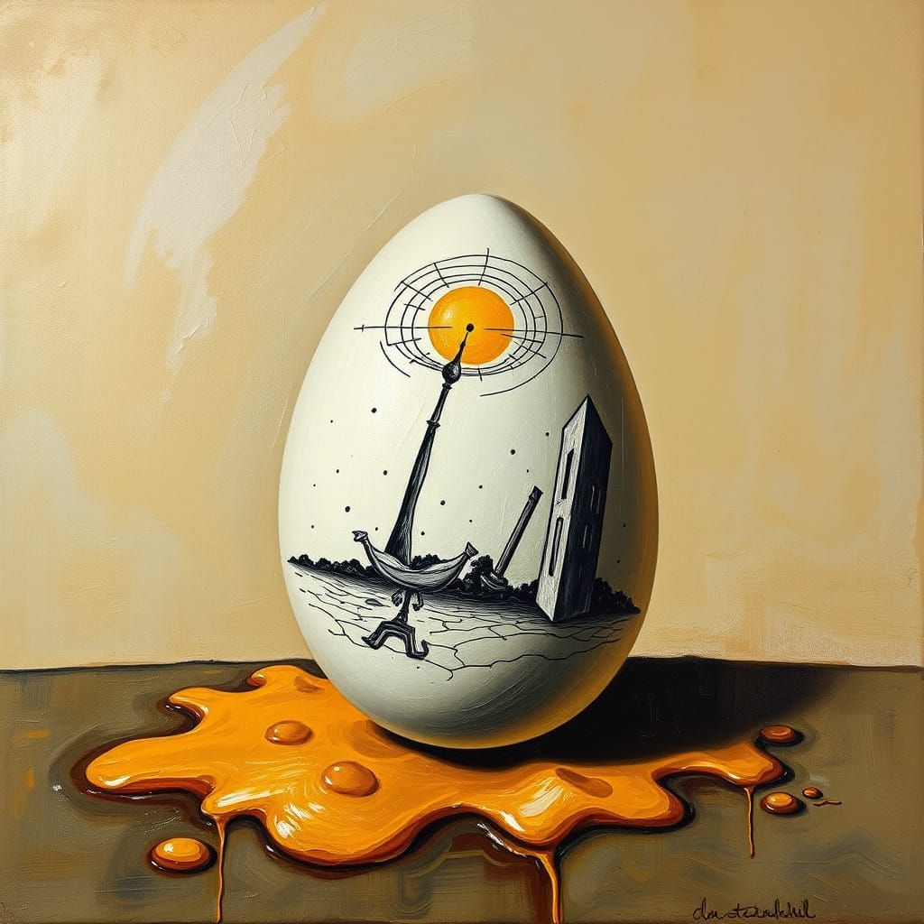 Surrealistic Egg in Oil on Canvas