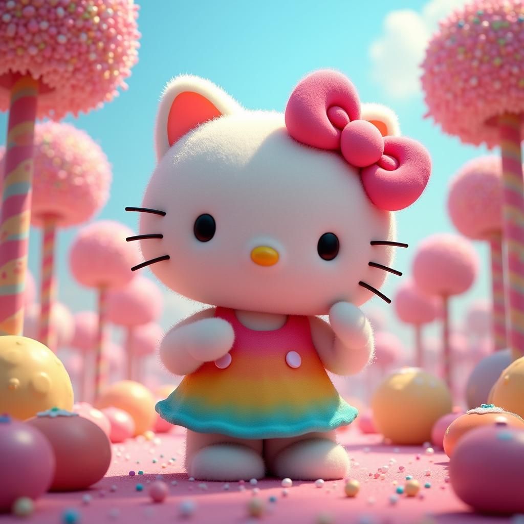 Rainbow Hello Kitty Talking Cat in Candyland