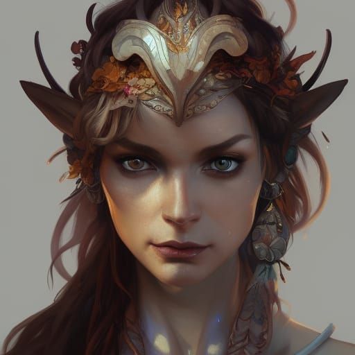Detailed Portrait of a Female Firbolg Druid