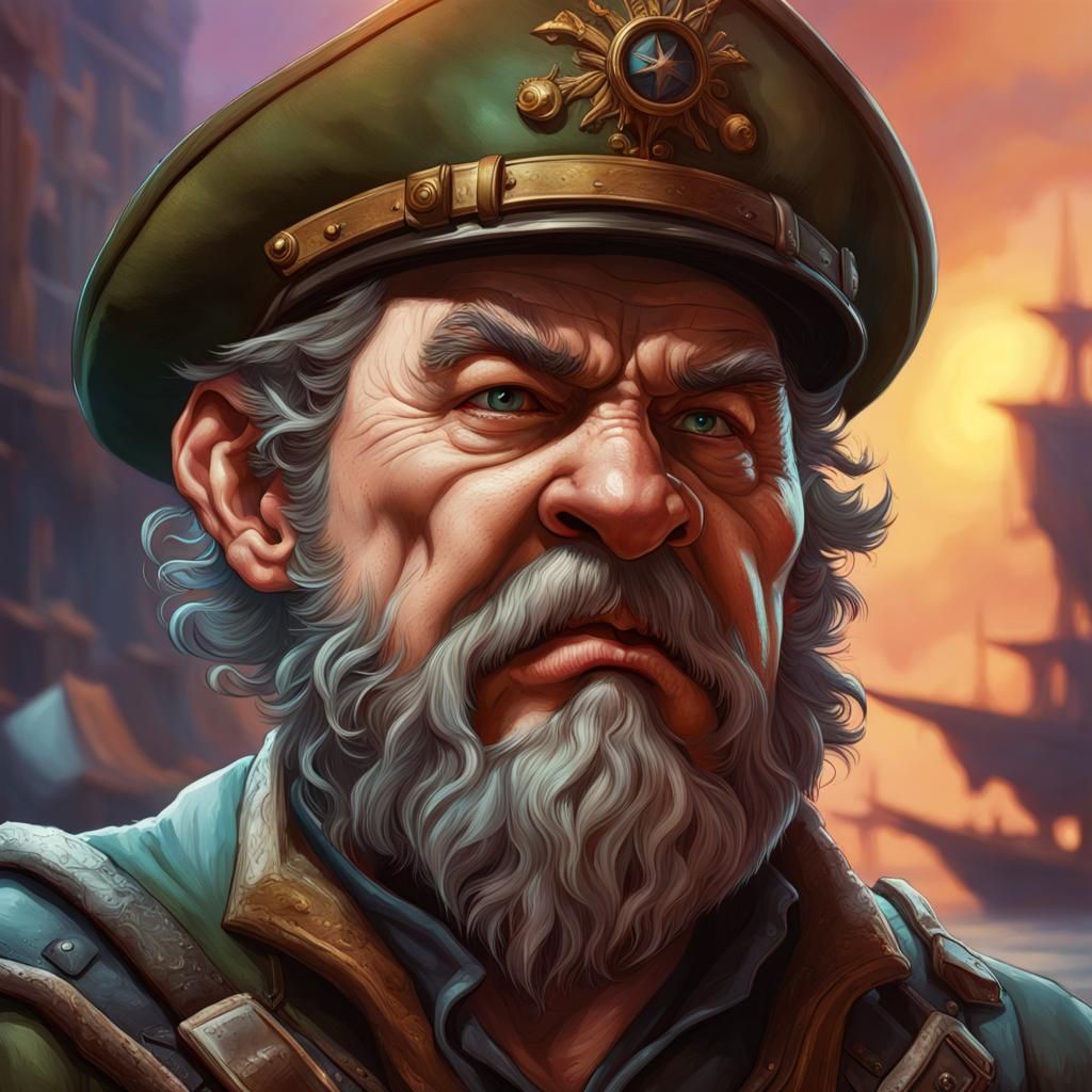 Captain Wrongel: Hyperrealistic Splash Art Portrait