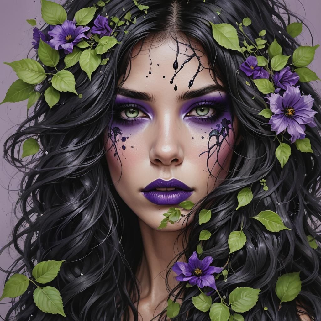 Woman with Flower Covering Eye, Surreal Portrait