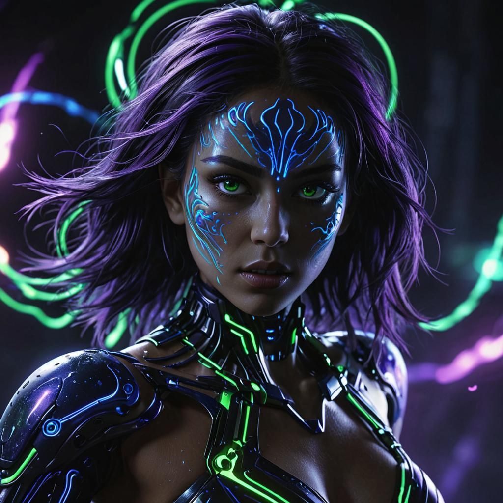 Abstract Dark Kinetic Energy in Pointillism Style