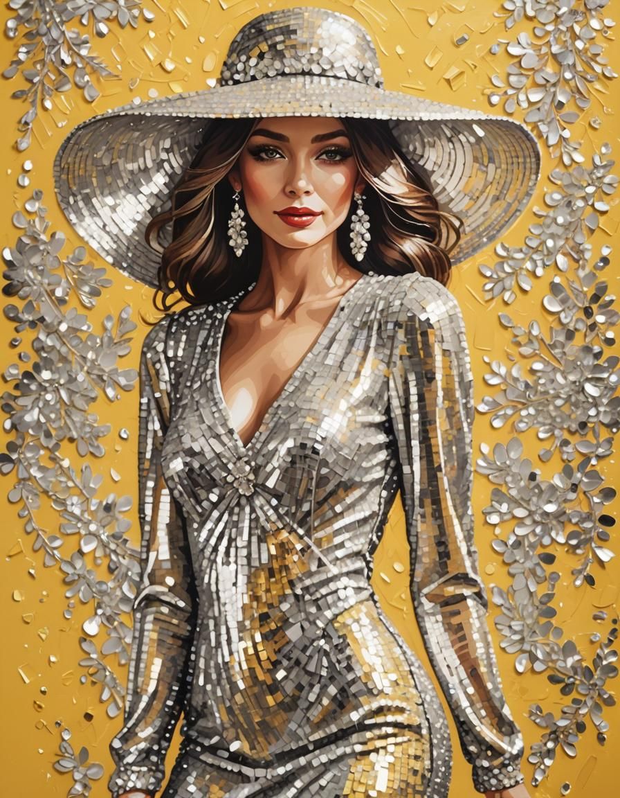 Elegant Lady in Diamond Art Style