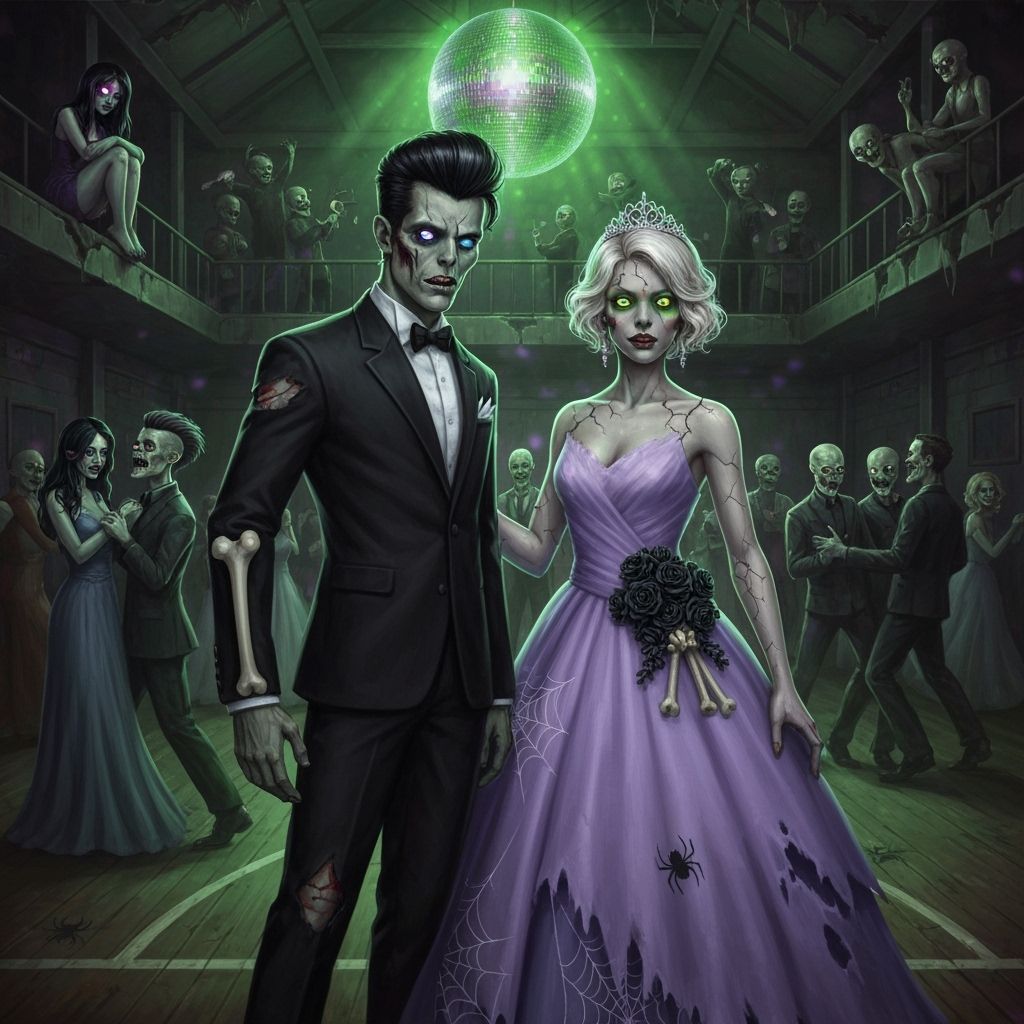 Zombie Prom Night Digital Painting: King & Queen