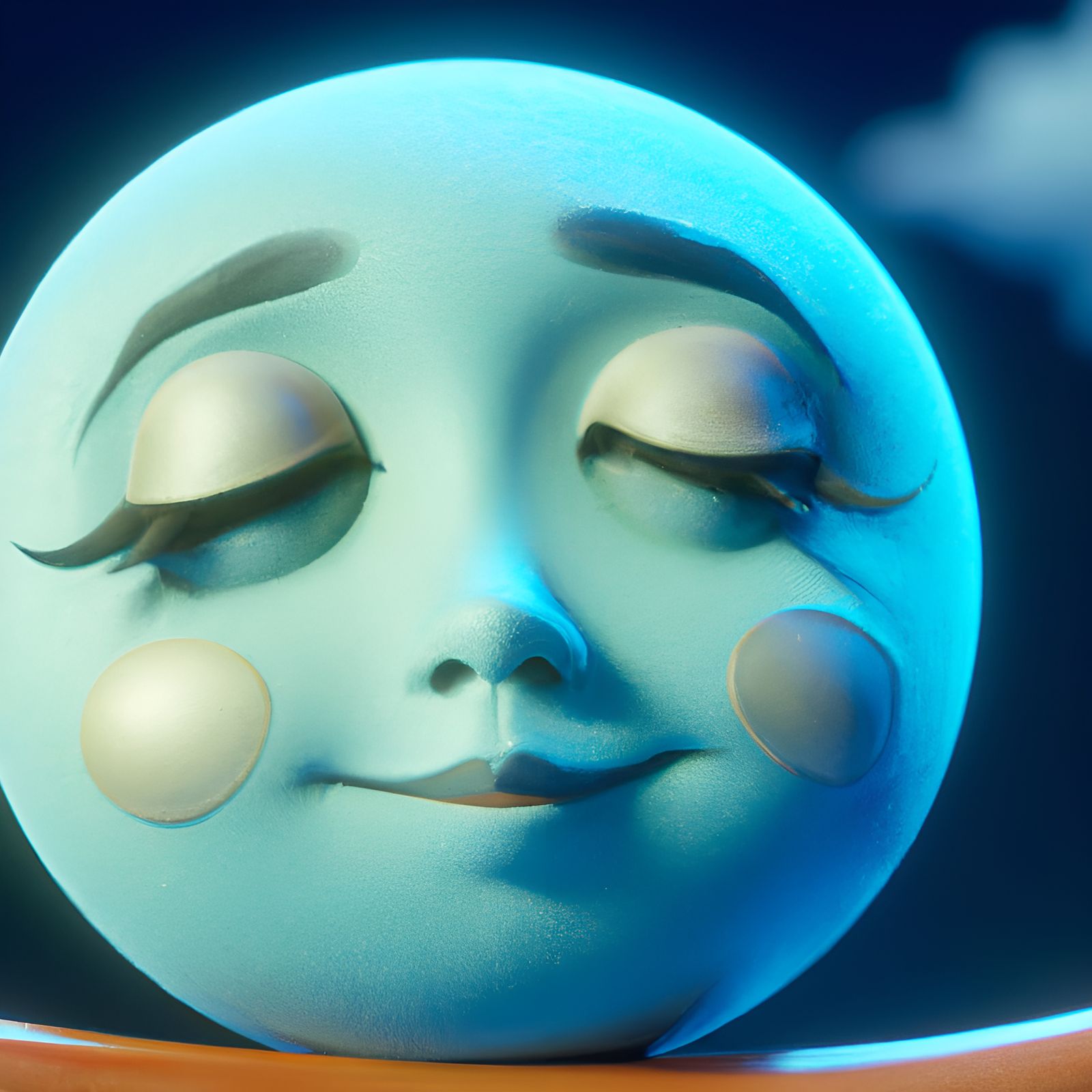 Adorable Sleepy Moon in Detailed 3D Digital Art