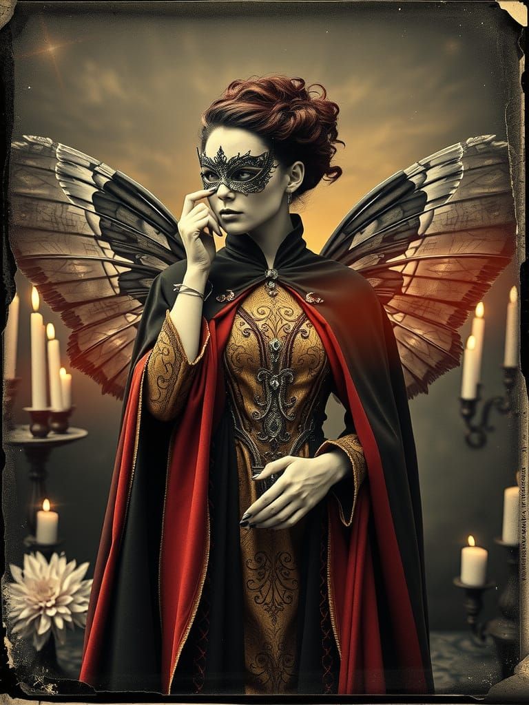 Double Exposure Portrait: Android and Antique Beauty