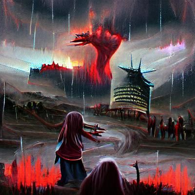 Apocalyptic Crimson Sky: Sinister Giant Hand