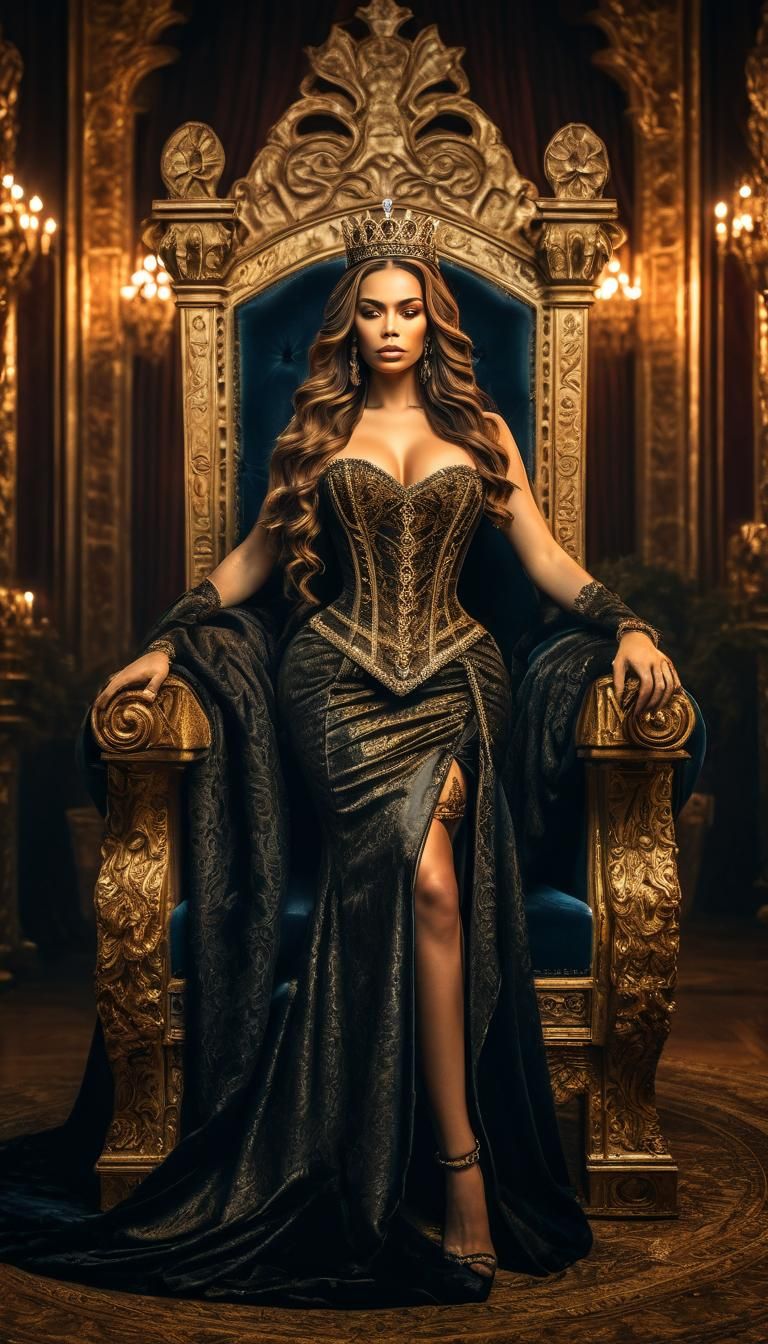 Stunning Female King Portrait in Gothic Opulence